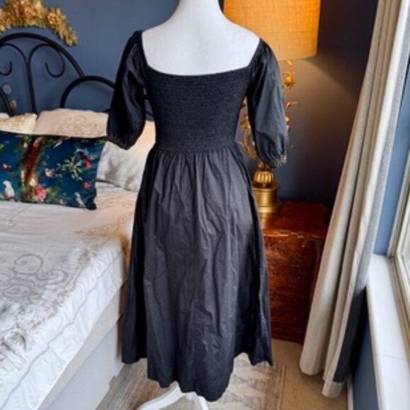Old Navy Black Midi Dress w Tan Elastic Smocked Bodice - Picture 7 of 15